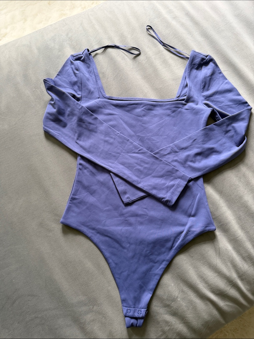 Like New Aritzia Long-Sleeve Square Neck One-Piece Bodysuit - Purple Sz S